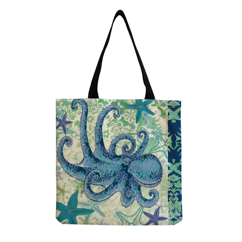 Women's Medium Linen Animal Beach Square Open Shopping Bags