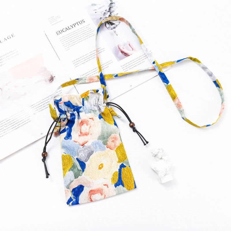 Women's Cotton Flower Elegant Square String Phone Wallets