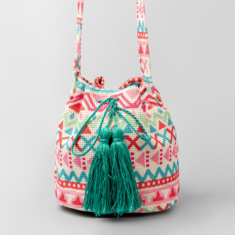 Bohemian Ethnic Style Canvas Bucket Bag