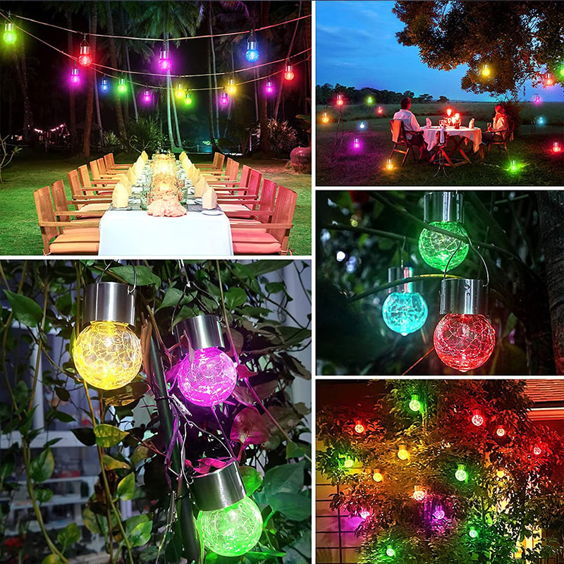 🔥🔥🔥Multicolor Crackle Glass Hanging Solar Lights