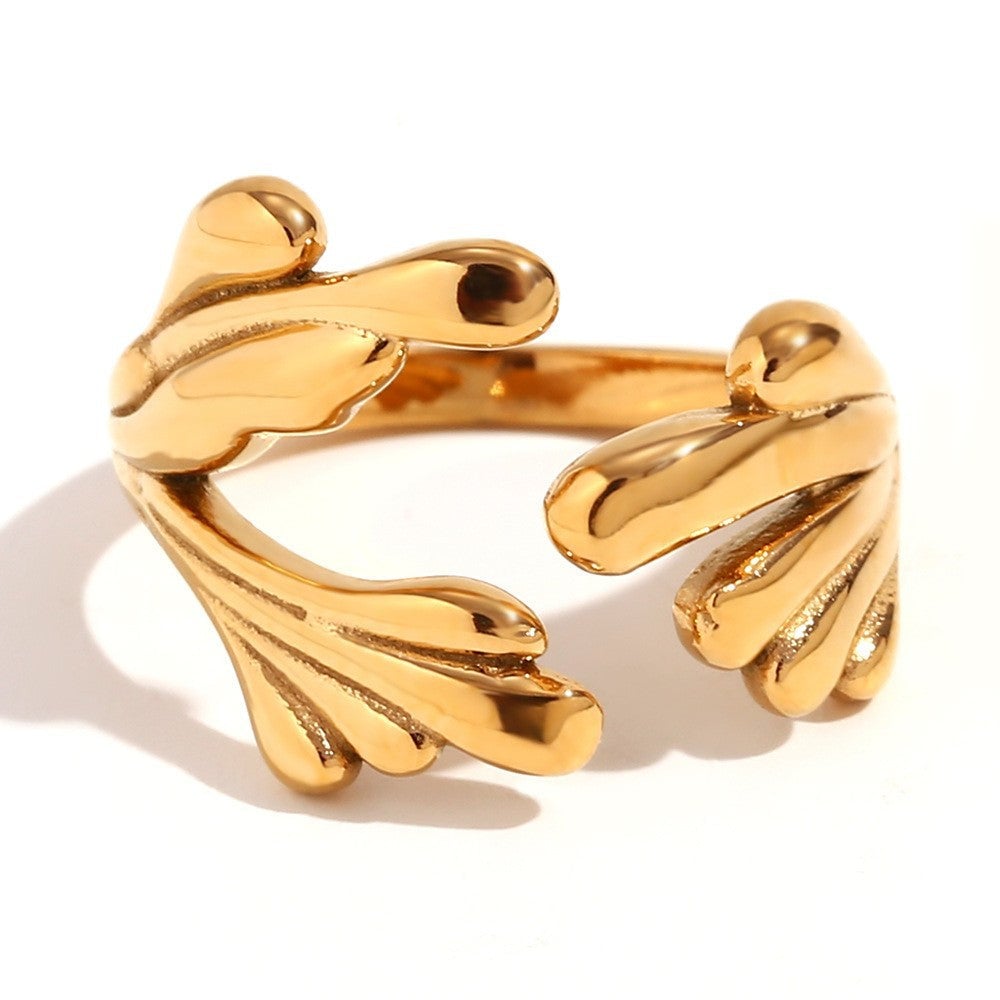 Retro Vintage Fashion Flower Stainless Steel Electroplating Rings
