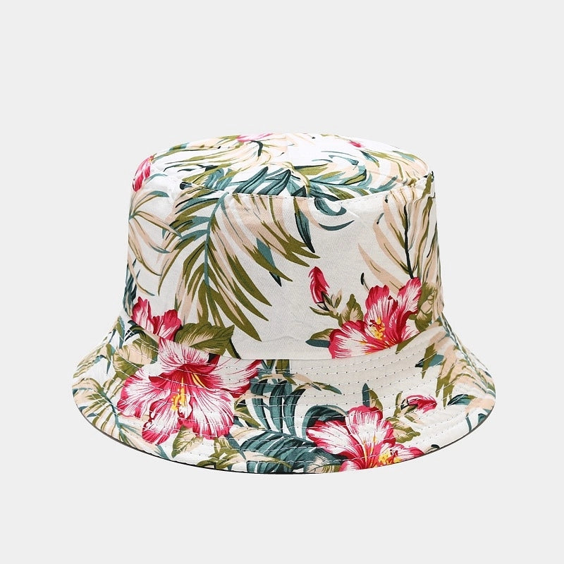 Women's Minimalist Flower Printing Flat Eaves Bucket Hat