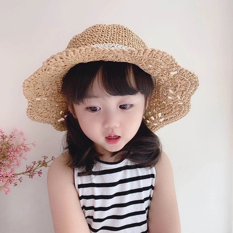 Women's Minimalist Classic Style Color Block Crimping Straw Hat