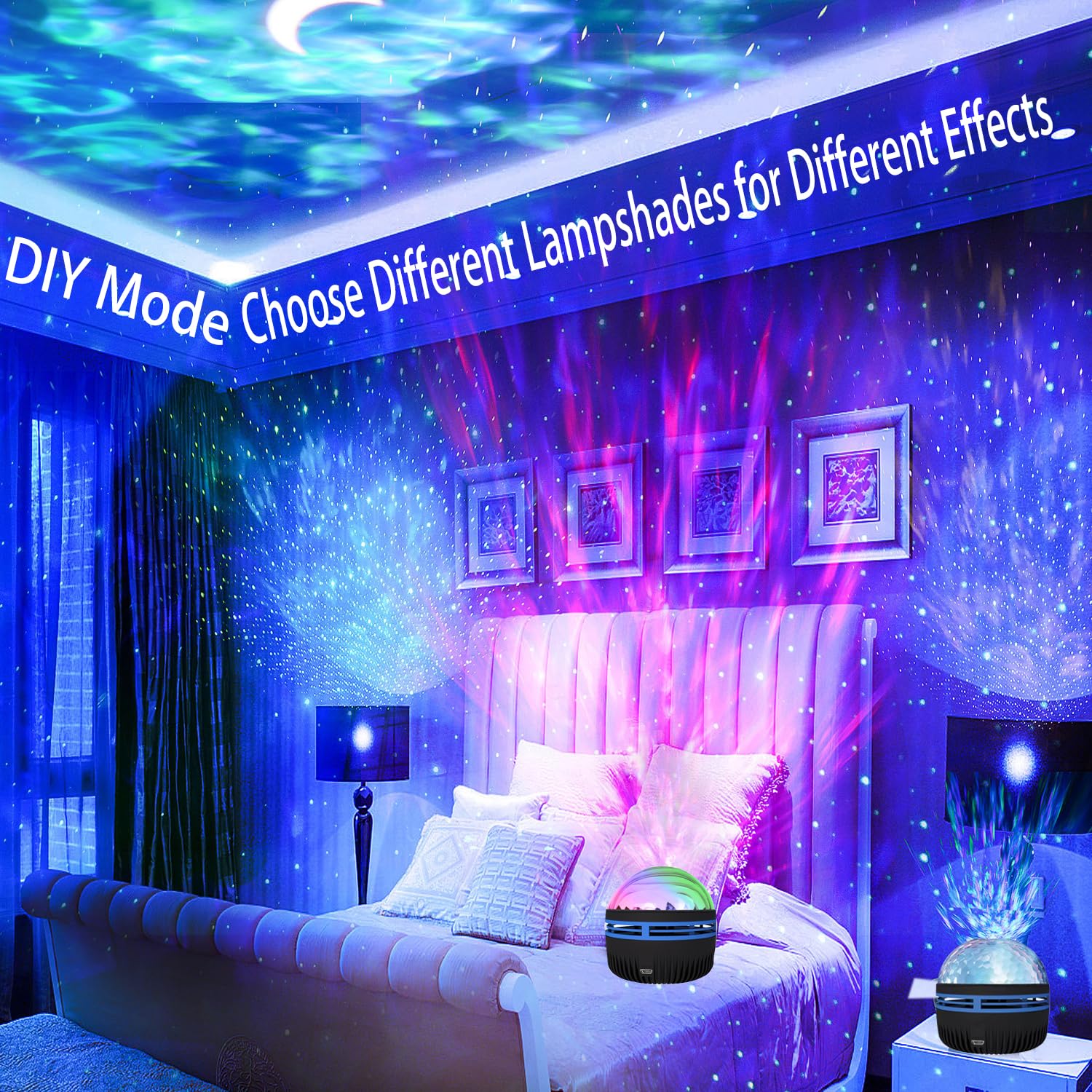 Northern Lights and Ocean Wave Projector with 14 Light Effects for Bedroom. Game Rooms. Home Theater. Birthday. Party