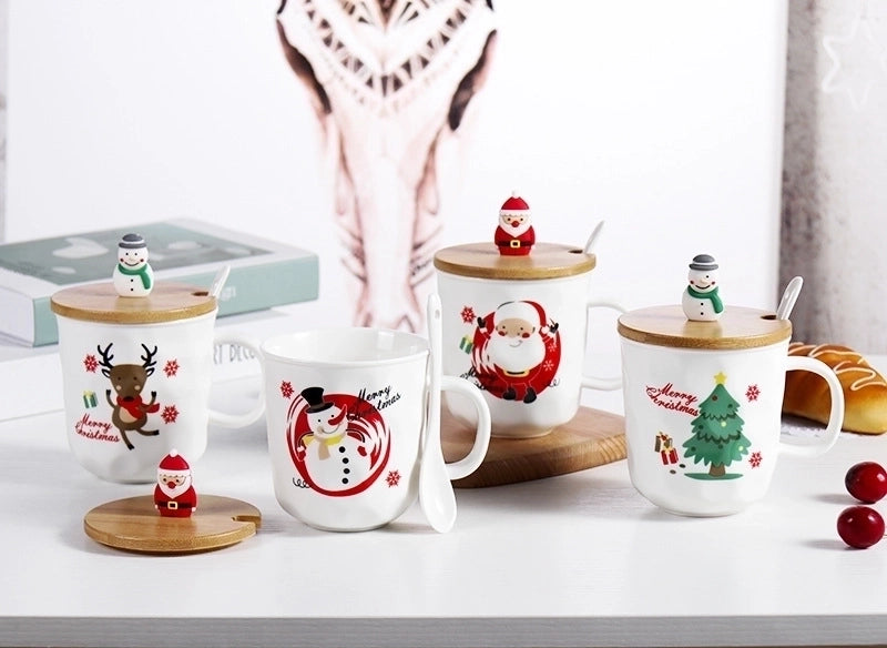 Christmas Christmas Cartoon Ceramics Mug 1 Set