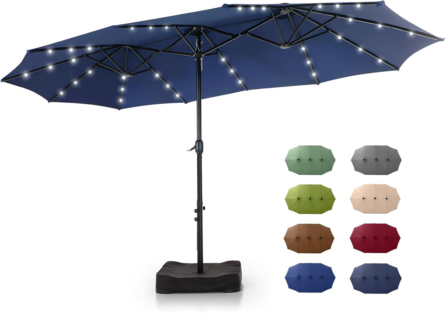 🎉𝑻𝒐𝒅𝒂𝒚'𝒔 𝑺𝒑𝒆𝒄𝒊𝒂𝒍 𝑽𝒂𝒍𝒖𝒆💝Buy 2 Get 30% Off✨GREEN PARTY 15 ft Rectangle Patio Umbrella with Solar Lights and Base Included