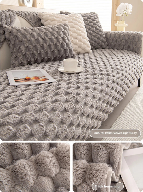 Winter Thick Warm Plush Sofa Cushion New  Simple Non-slip Cushion Winter Cover Cloth