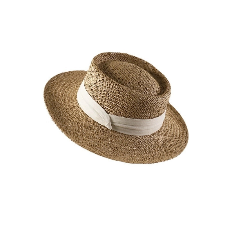 Women's Vacation Minimalist Letter Solid Color Big Eaves Straw Hat