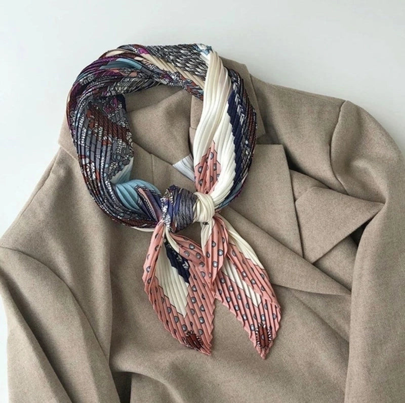 Women's Elegant Plaid Polka Dots Solid Color Satin Silk Scarf