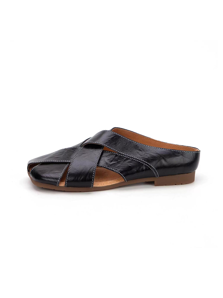 Women Summer Casual Genuine Leather Slippers