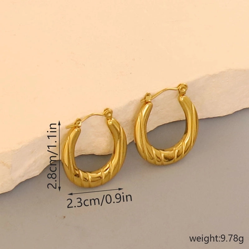 1 Pair Minimalist Pentagram Round Solid Color Plating 304 Stainless Steel 18K Gold Plated Earrings
