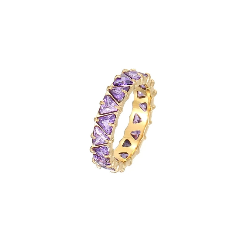 Minimalist Shiny Heart Shape 304 Stainless Steel Zircon 16K Gold Plated White Gold Plated Inlay Rings