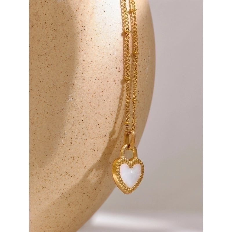 Minimalist Heart Shape 304 Stainless Steel Acrylic 18K Gold Plated Plating Stainless Steel Necklaces