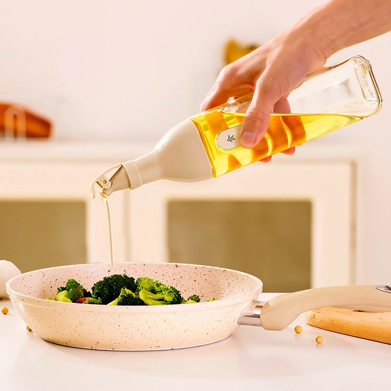 Waltz Square Glass Seasoning Bottle With Classification Label Oil Bottle 77 Automatic Tilt Non-oil Glass Oil Pot