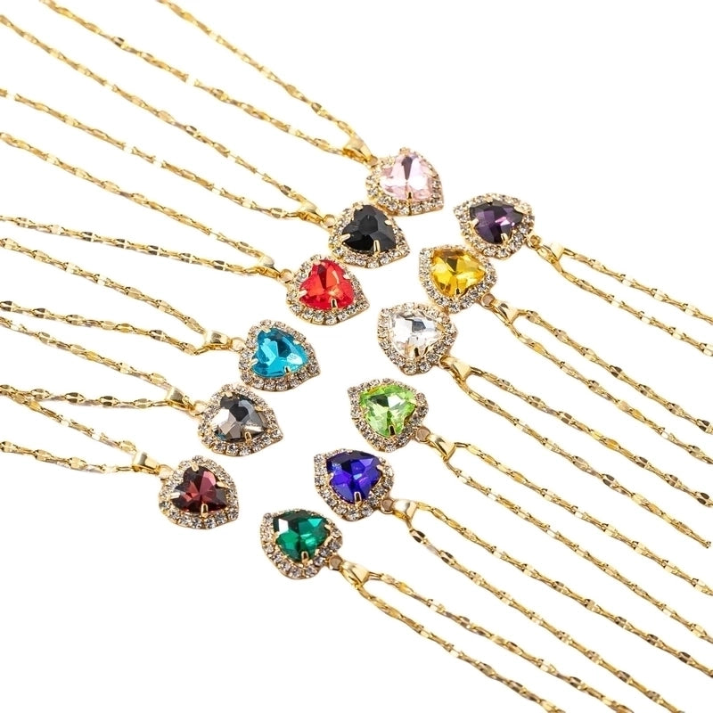 Titanium Steel Minimalist Plating Heart Shape Zircon Pendant Necklace