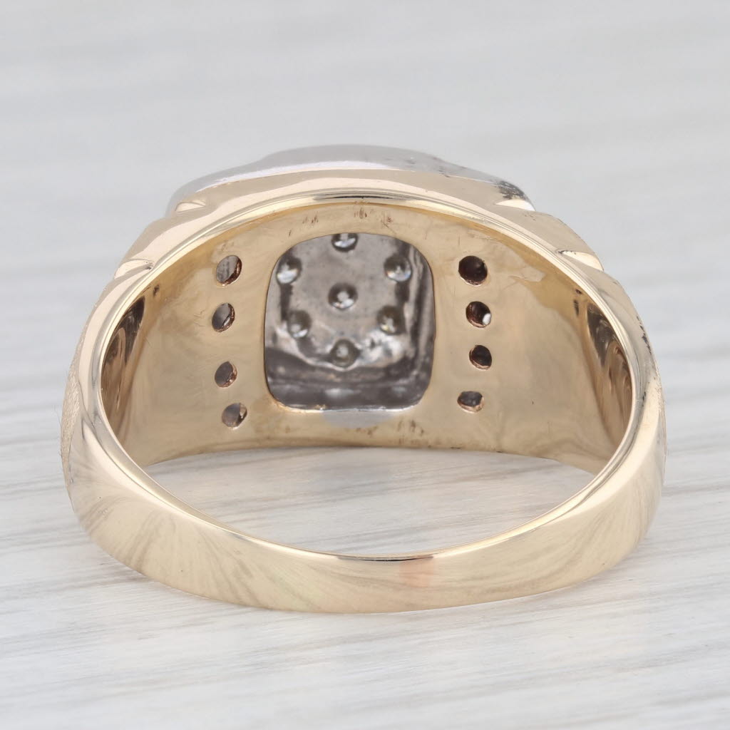 Men's 0.40ctw Diamond Cluster Ring 10k White Yellow Gold Size 12.75