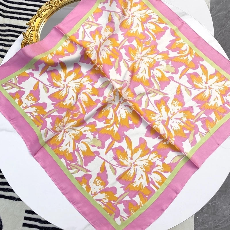 Women's Fashion Color Block Satin Silk Scarves