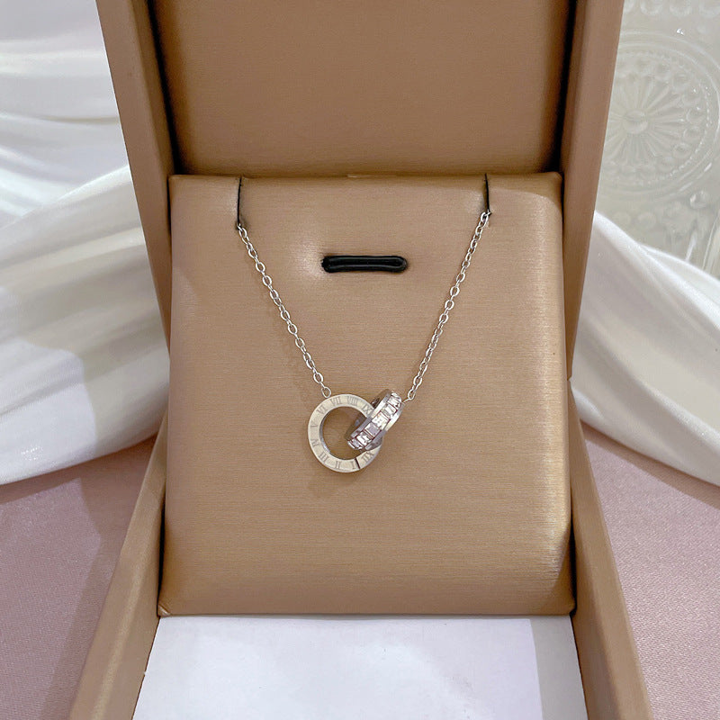 2 Pieces Cartoon Leaf Gourd Lily Of The Valley Geometric Titanium Steel Electroplating Necklaces