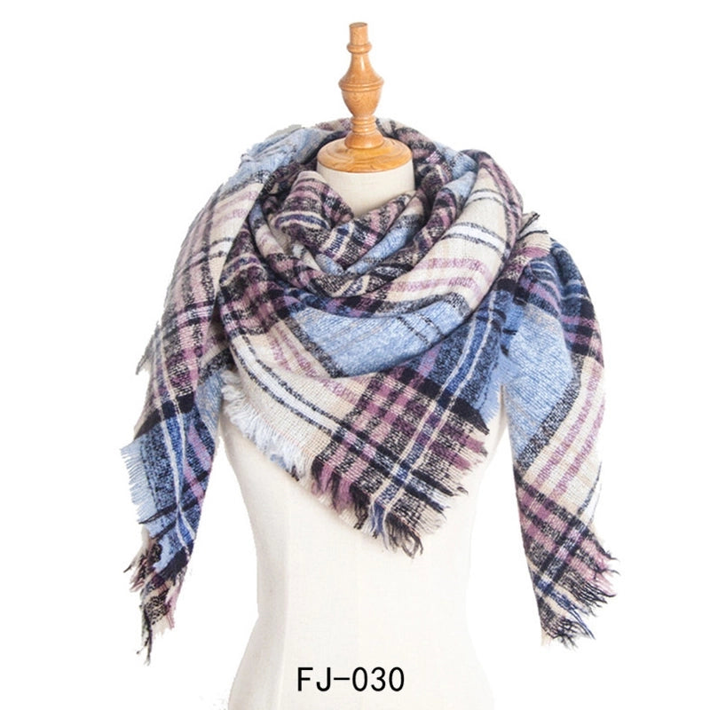 Autumn And Winter New Ring Yarn Thickened Double-sided Lattice Prick Scarf Scarf Women's Scarf Shawl Manufacturers