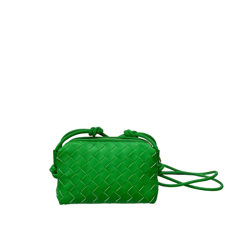 Women's Leather Solid Color Classic Style Weave Square Zipper Crossbody Bag