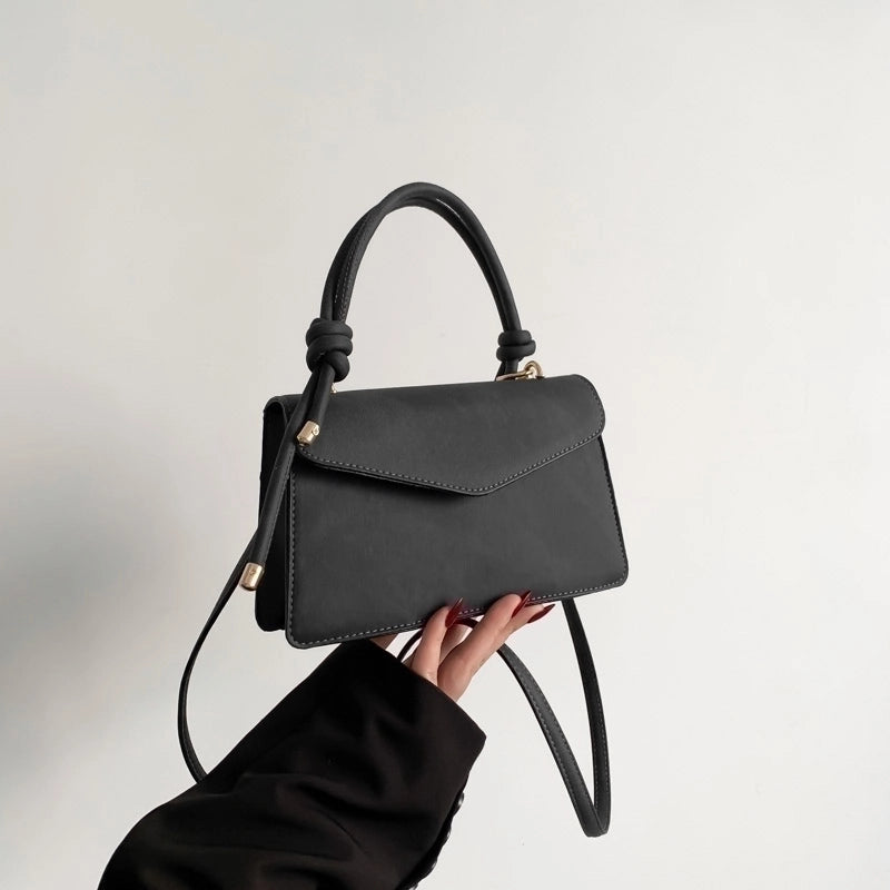 Women's Pu Leather Solid Color Basic Square Magnetic Buckle Handbag