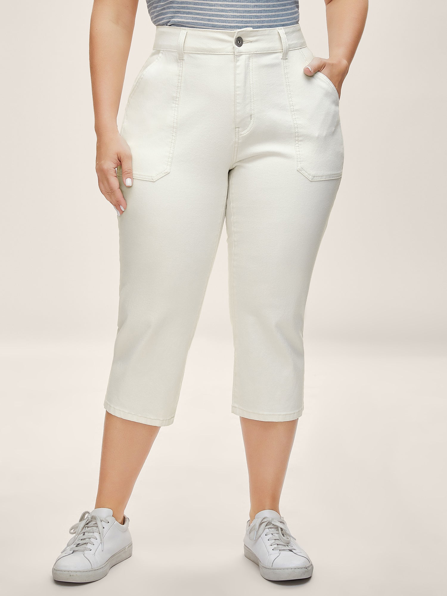 Cotton Cropped Straight-Leg Mid-Rise Jeans