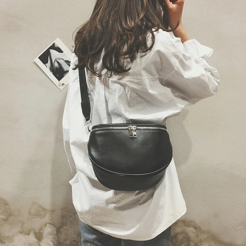 Medium Pu Leather Women's Fashion Large -capacity Soft Leather Crossbody Bag Semi -circular Saddle Bag