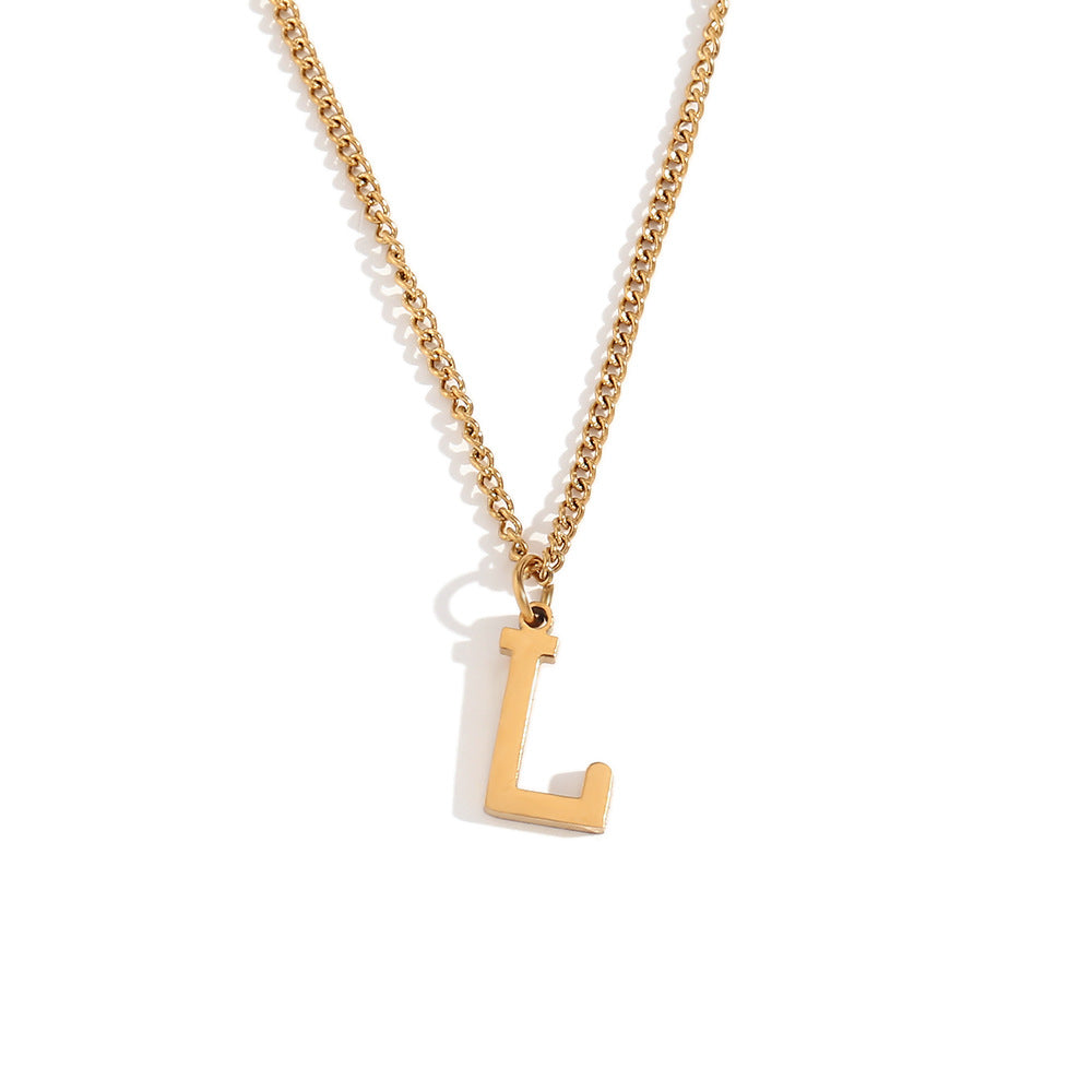 Fashion Letter Number Geometric Text Stainless Steel 18K Gold Plated Necklaces