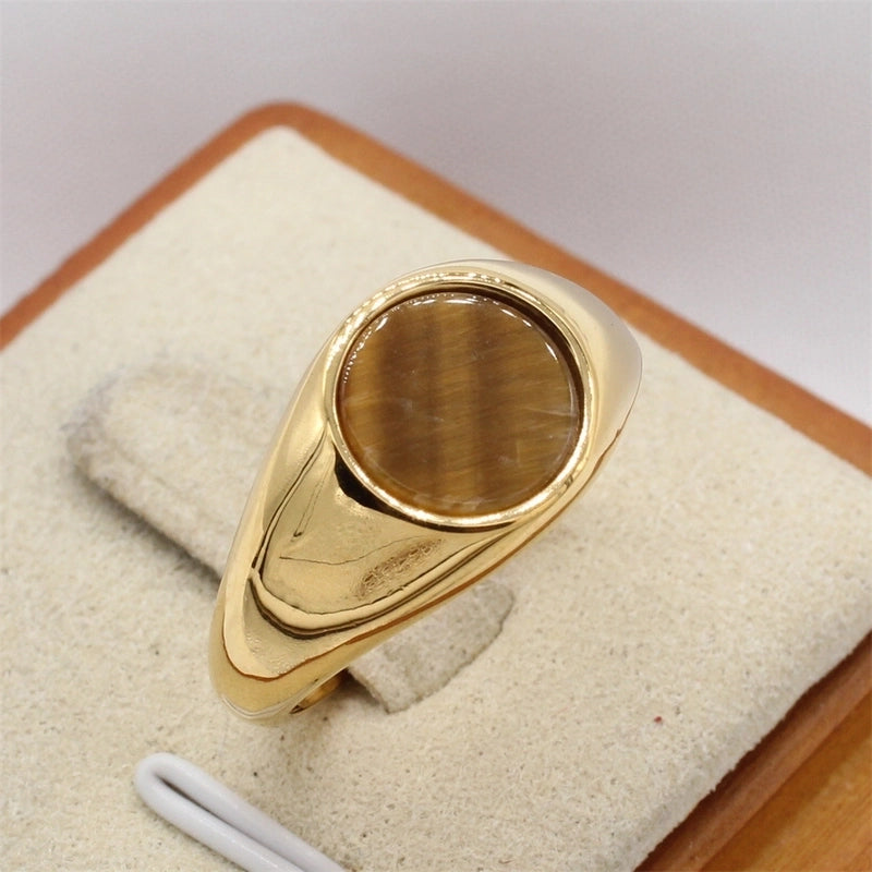 Retro Round Titanium Steel Rings