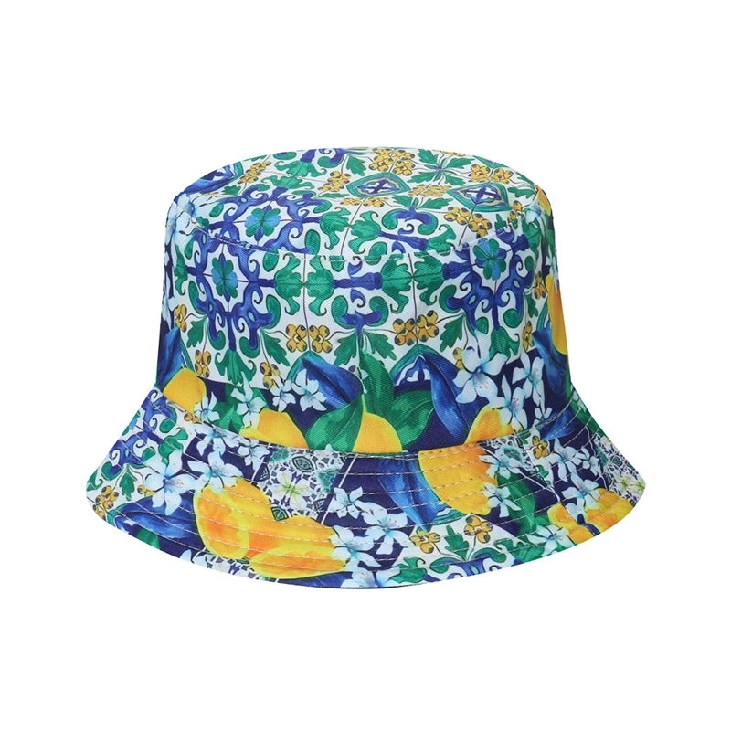 Unisex Exaggerated Punk Streetwear Sun Printing Flat Eaves Bucket Hat