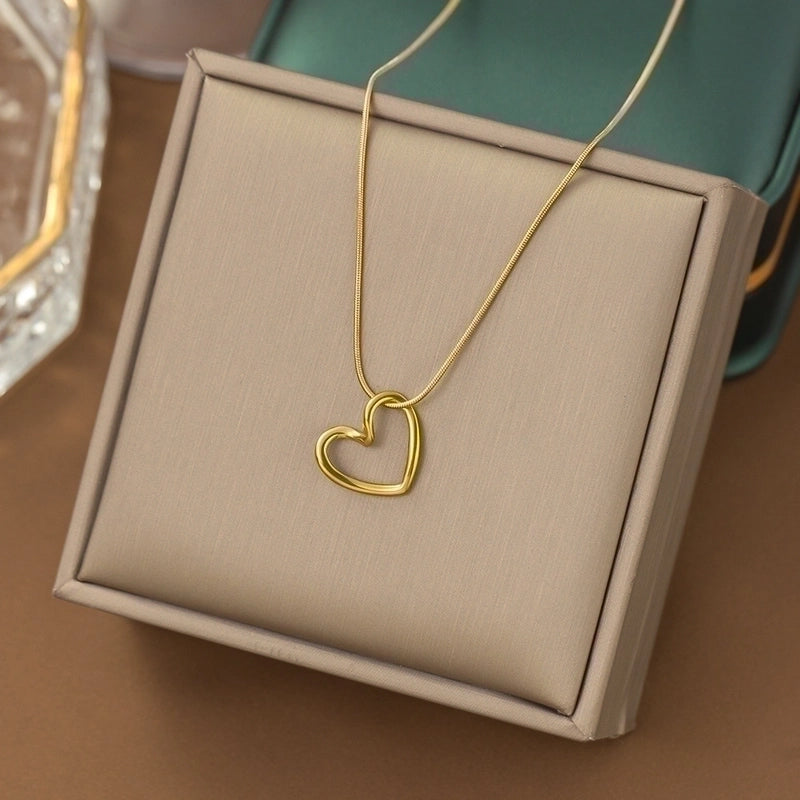 Casual Minimalist Heart Shape Titanium Steel Plating Inlay Pearl Shell Bracelets Earrings Necklace