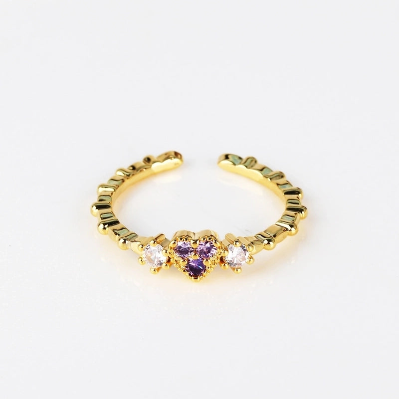 Copper 18K Gold Plated Inlay Geometric Zircon Open Rings