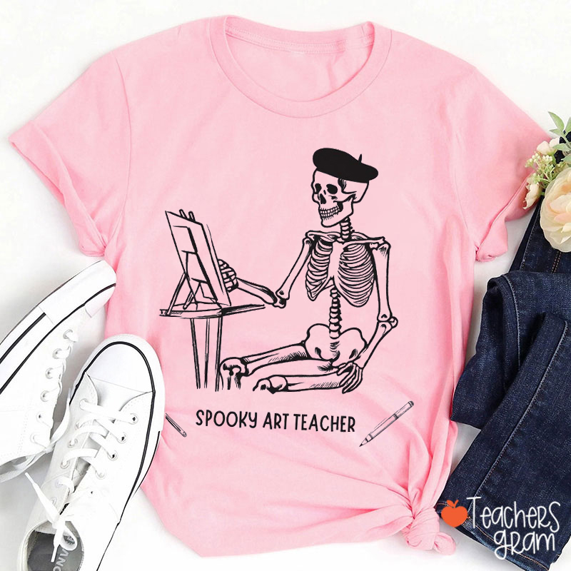 Spooky Skeleton Art Teacher T-Shirt