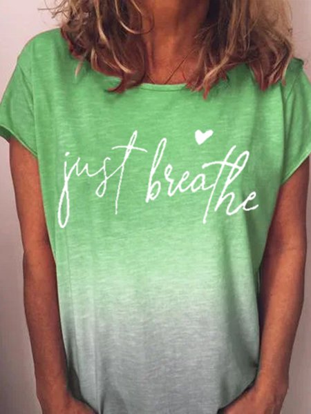 Letter Crew Neck Casual Shirts & Tops
