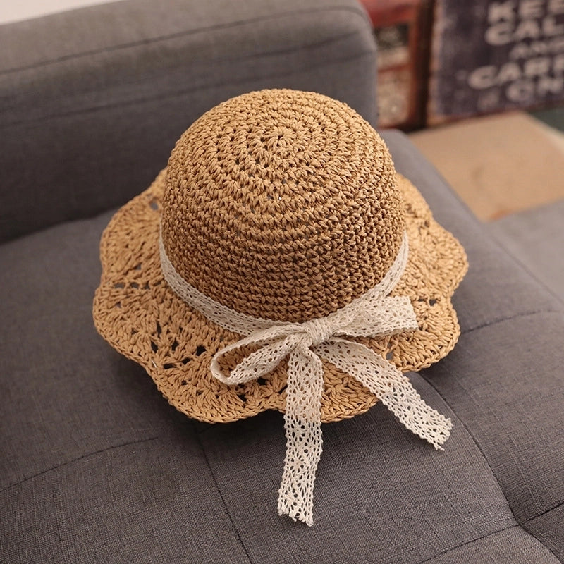 Women's Minimalist Classic Style Color Block Crimping Straw Hat