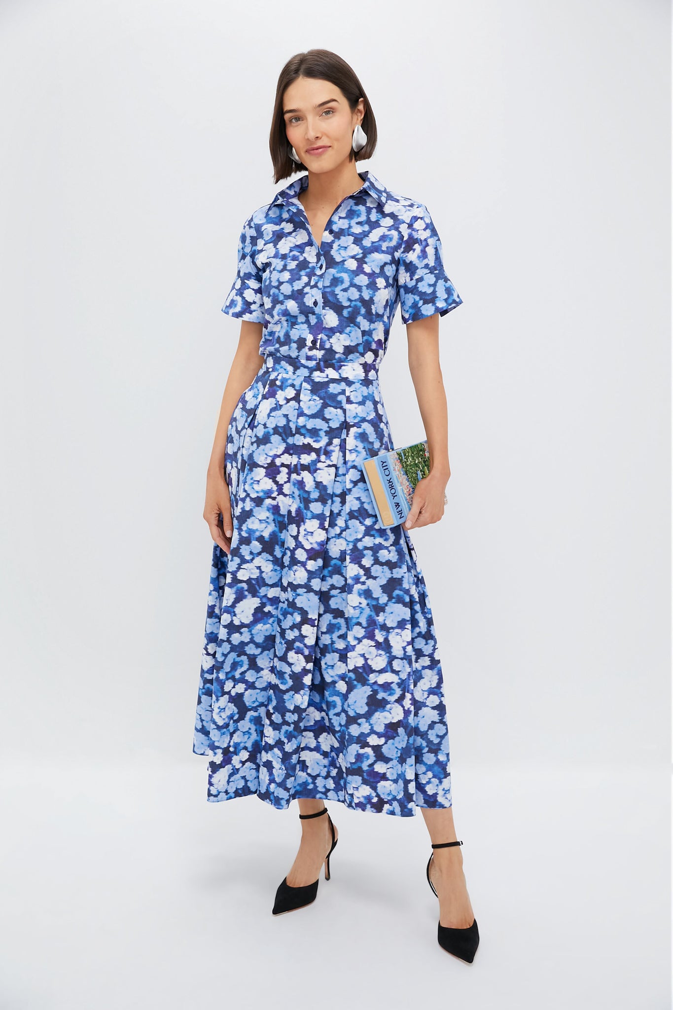 Havelock Blossom Indigo Pleated Midi Skirt