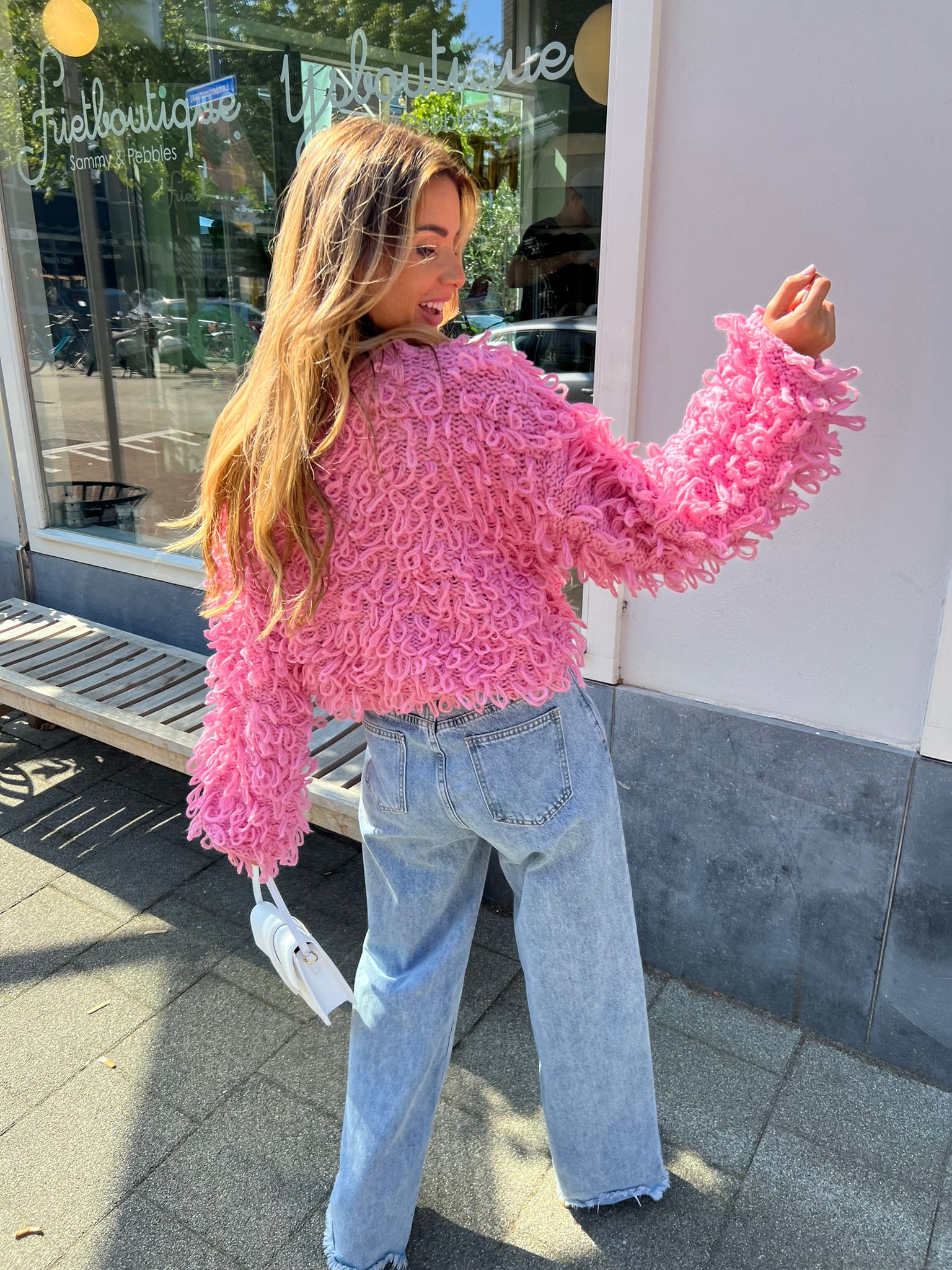 Luna Fringe Sweater Pink