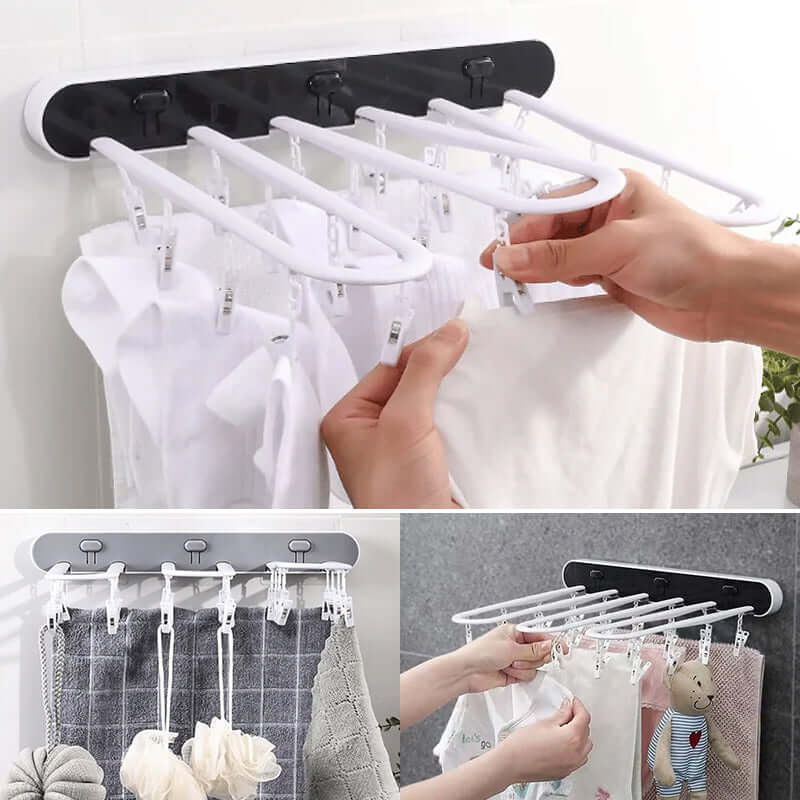 Multi-Clip hanging clothes hanger