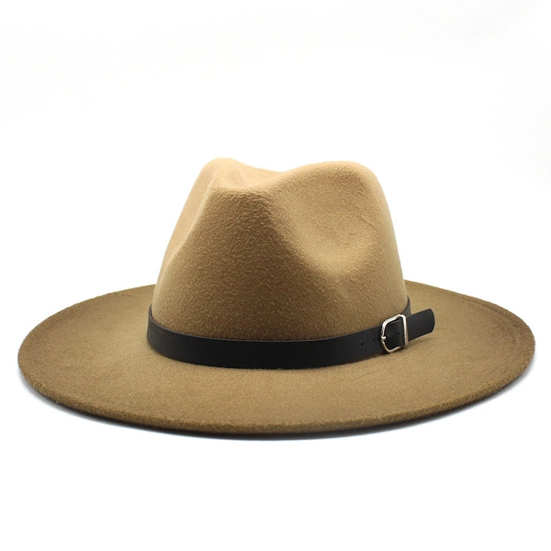 British Style Big Brimmed Hat Autumn And Winter Men's And Women's New Spray Paint Gradient Wool Jazz Hat Felt Hat