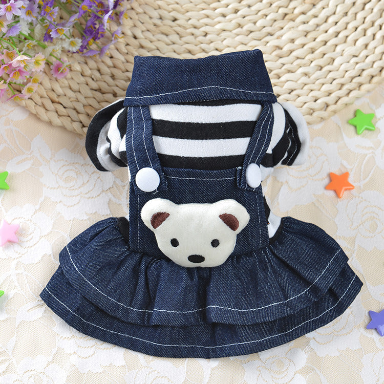 Bear Striped Dog Cat Jumpsuit/Dress