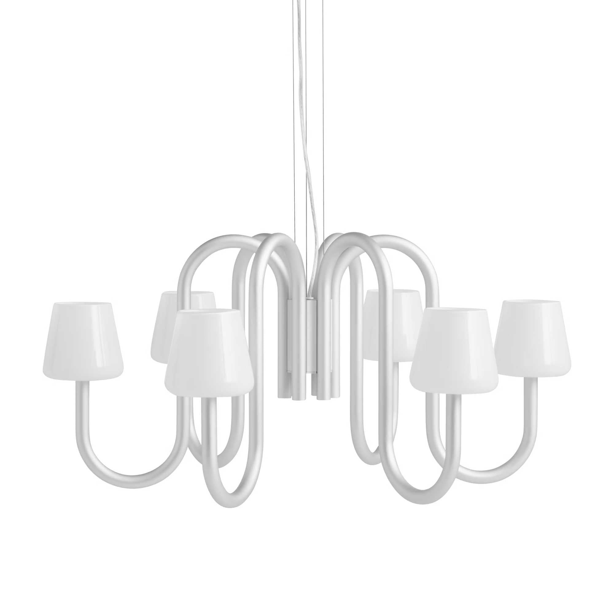 HAY Apollo chandelier 745 (six arms). white opal glass