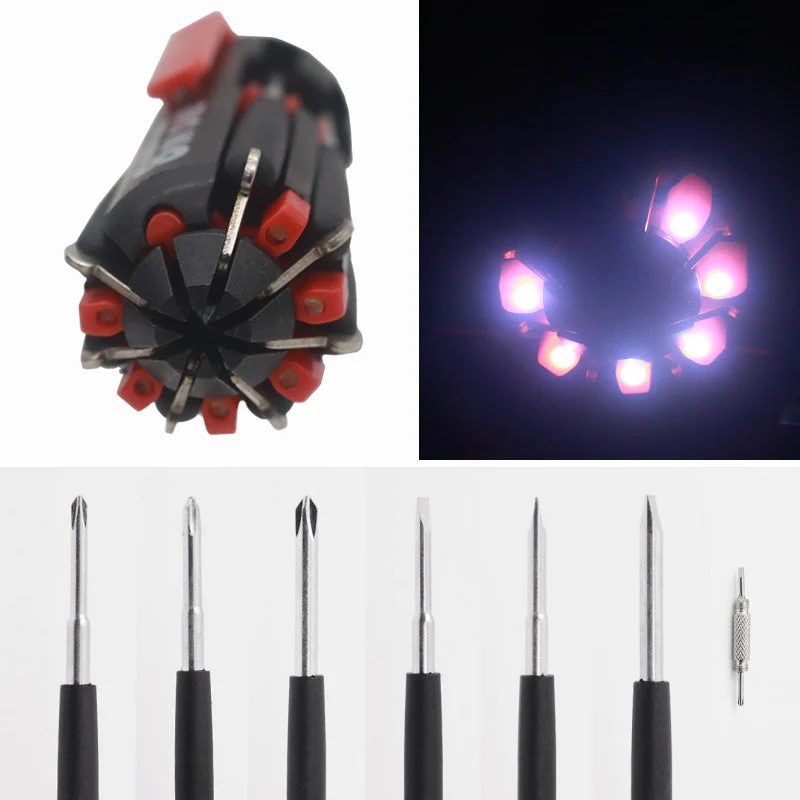 8-in-1 Screwdriver Tool with Worklight and Flashlight