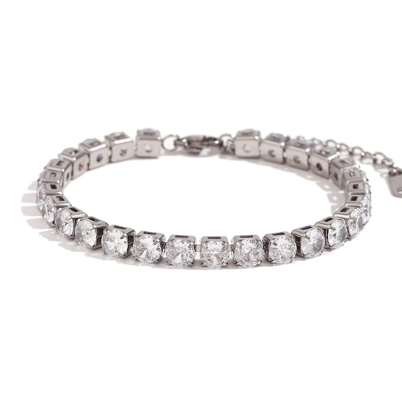 Basic Minimalist Classic Style Solid Color 304 Stainless Steel 18K Gold Plated Rhinestones Tennis Bracelet In Bulk