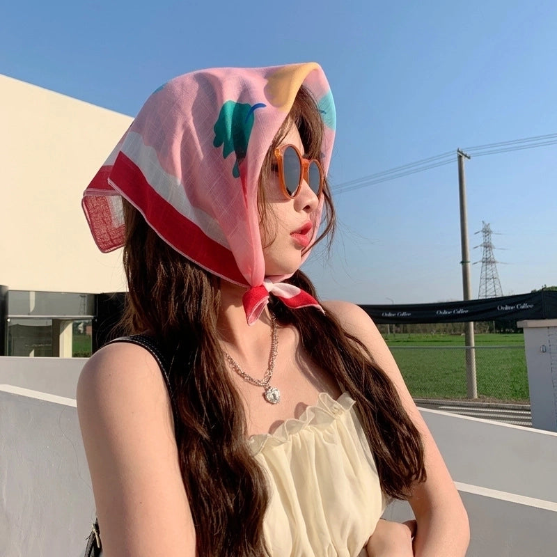 Women's Sweet Pastoral Flower Polyester Printing Bandanas