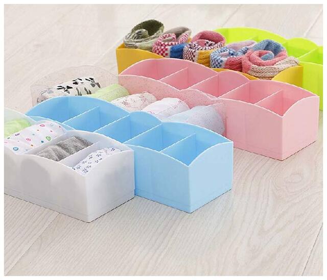 Plastic 5 Grid Drawer Organiser Box