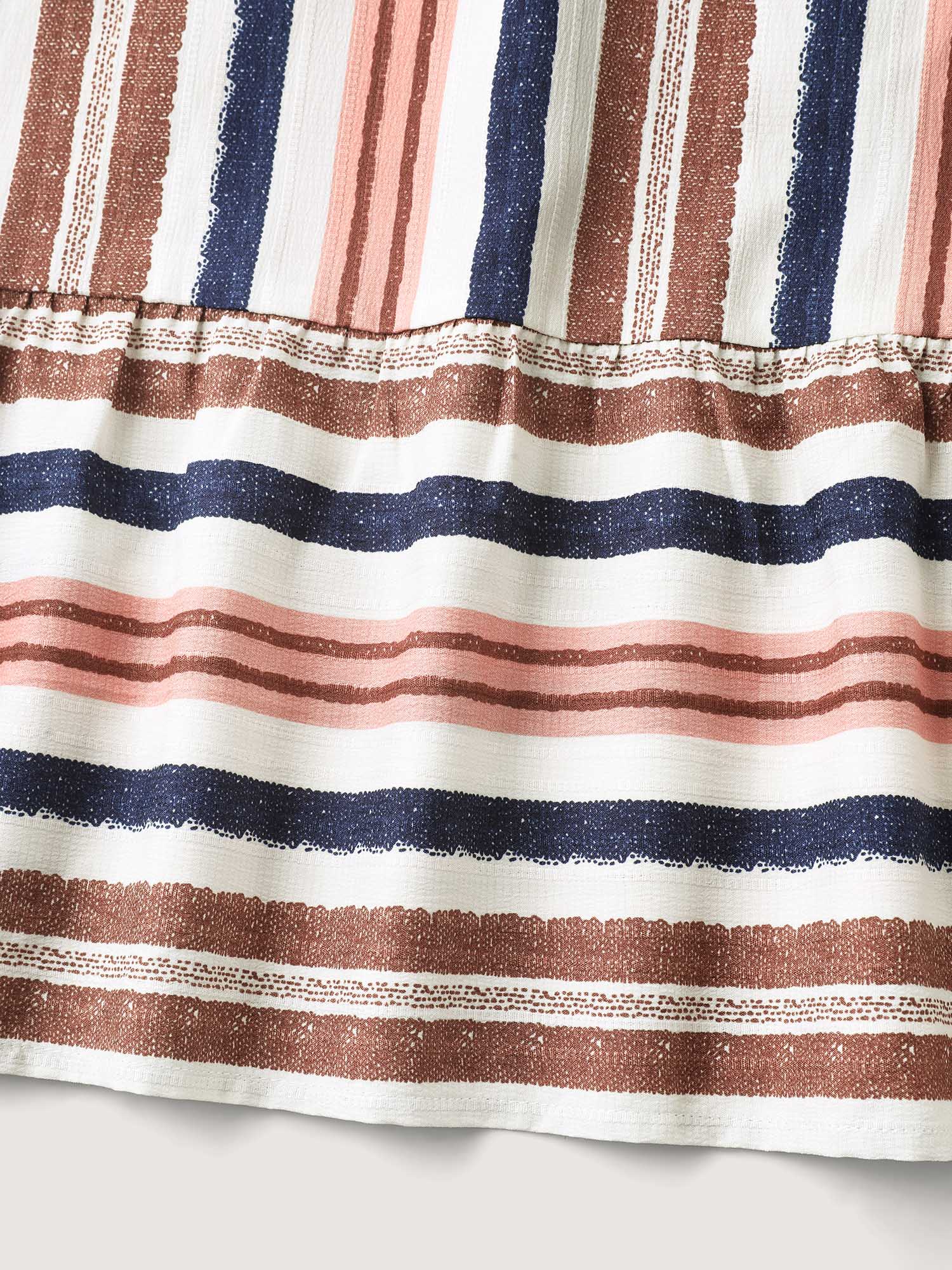 Asymmetrical Stripes V-Neck Tiered Midi Dress