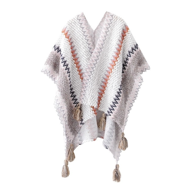 Women's Ethnic Style Plaid Acrylic Tassel Shawl