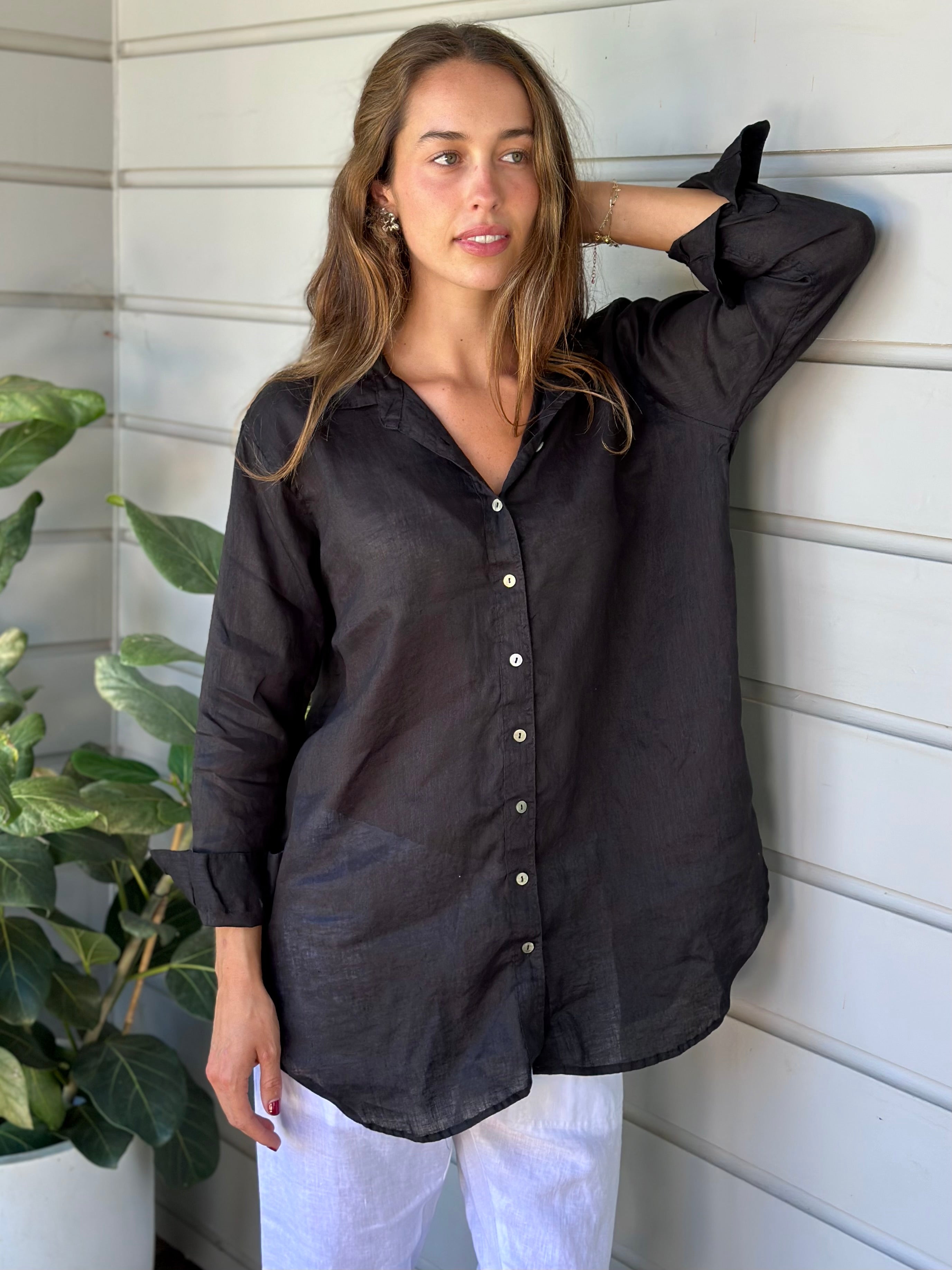 skyla shirt - black linen