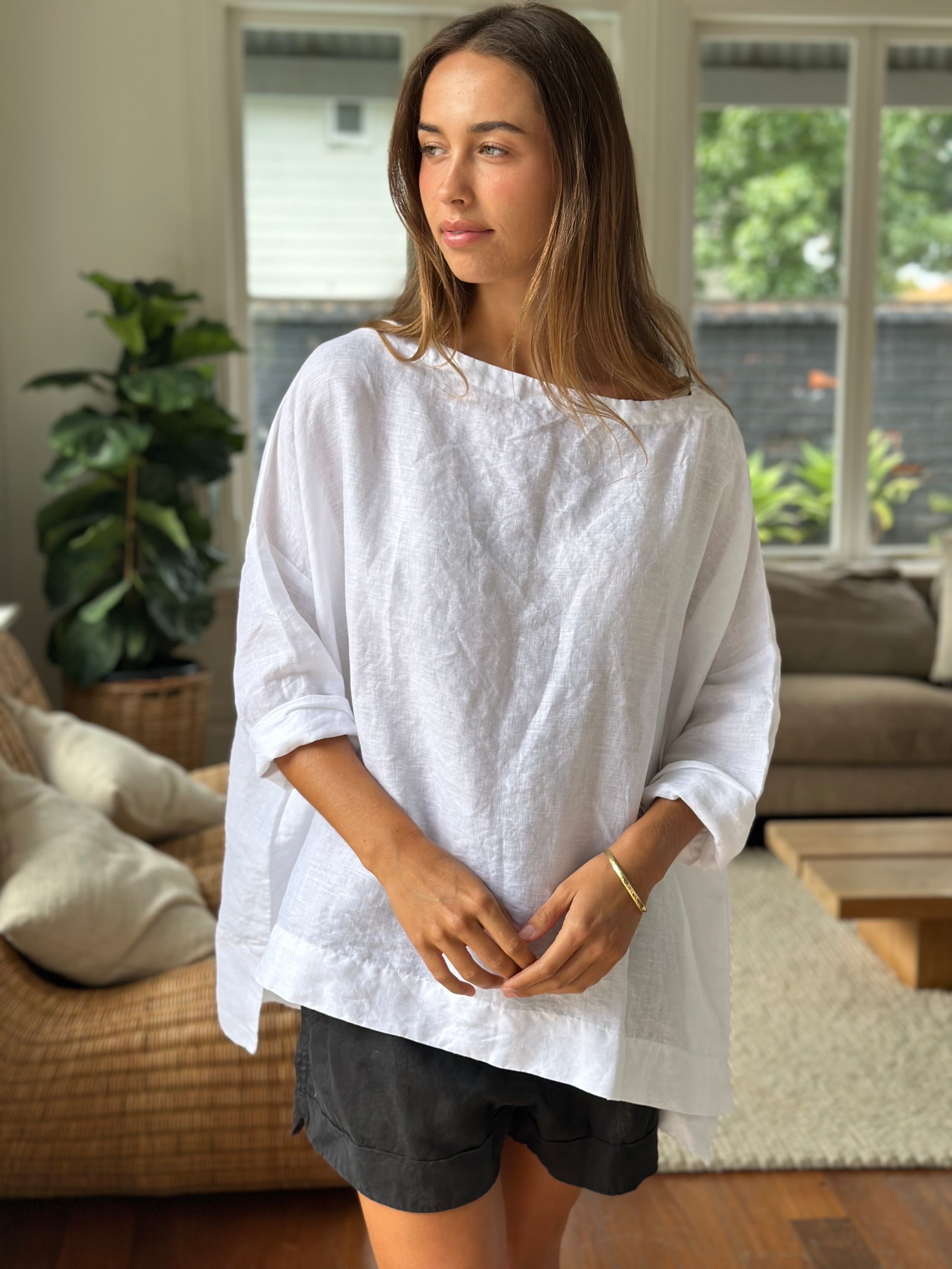 avril top - white linen