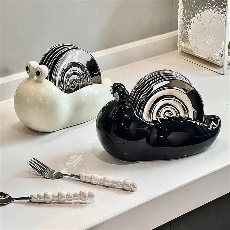 Light Luxury Ceramic Snail Bone Dish Suit Household High-looking Small Dish Living Room Coffee Table Decorative Fruit Plate